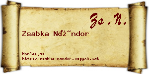 Zsabka Nándor névjegykártya